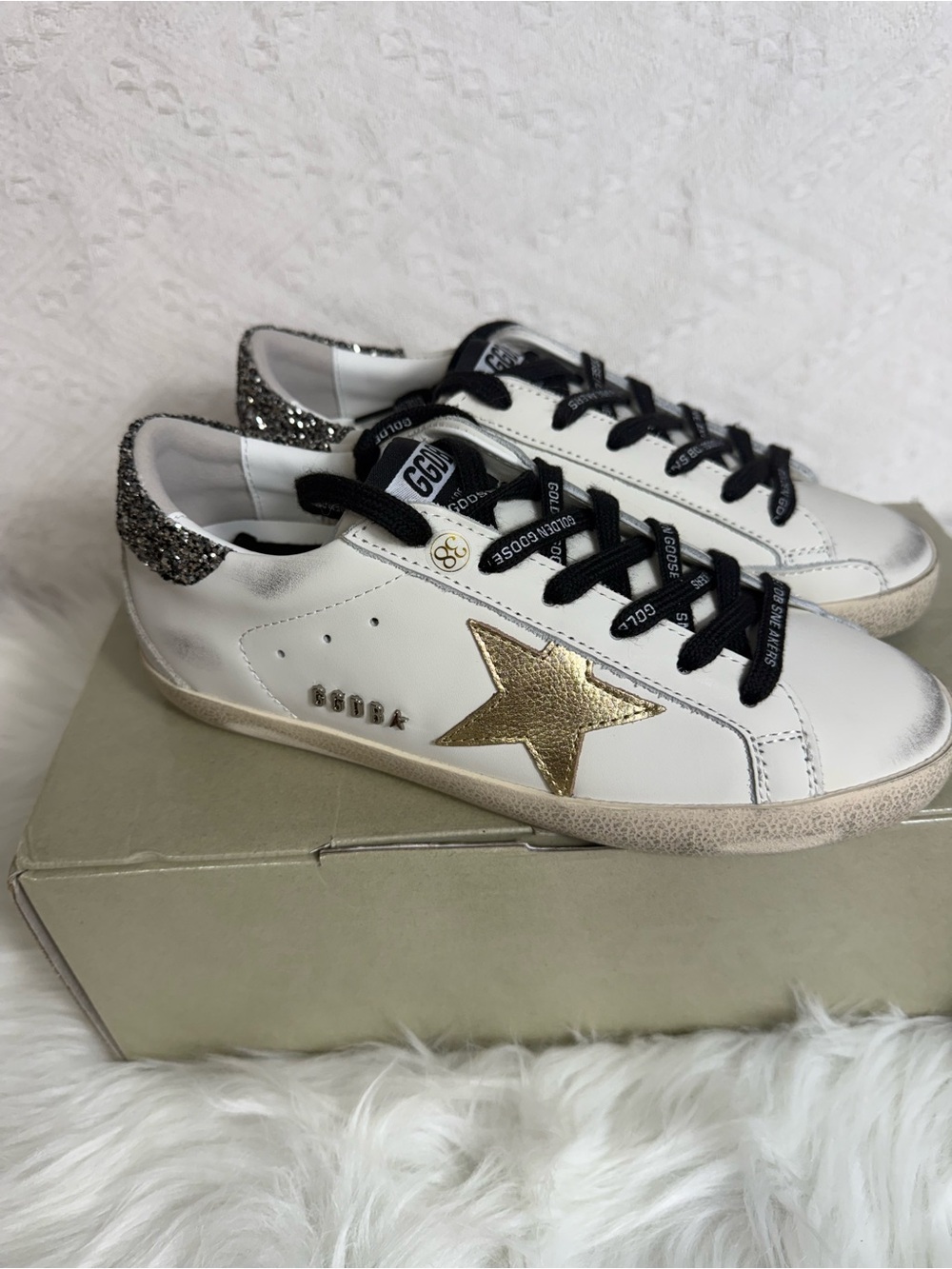 NewGolden Goose Kids White Sneakers with Gold Star and Black Laces
